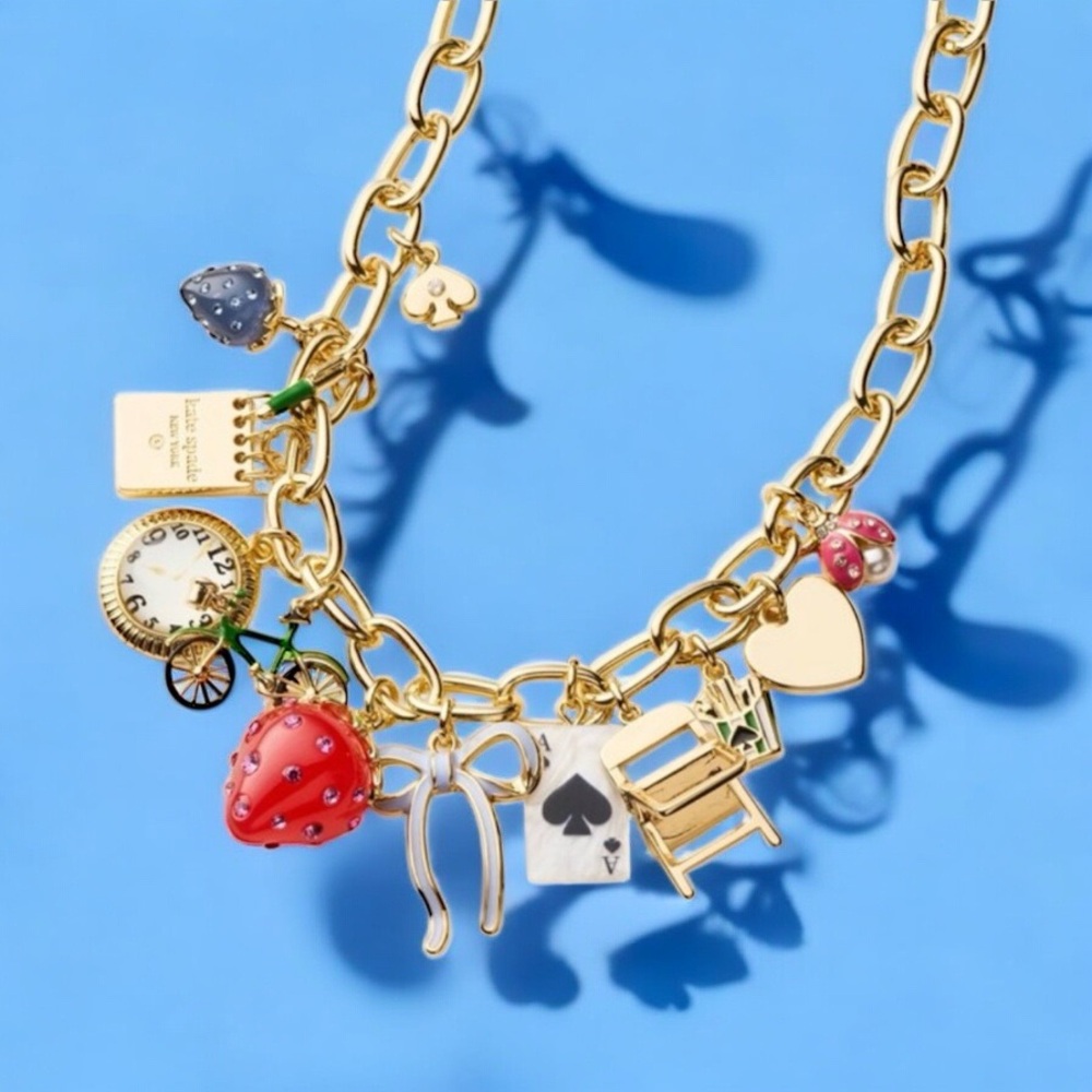 KATE SPADE X Target Gold Chain Charm Necklace Reinventing Nostalgia - Picture 9 of 16